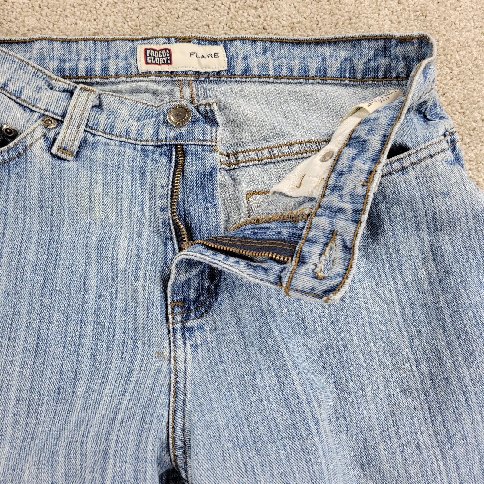 Faded Glory Womens Jeans 4 Blue Light Wash Wide‎ Leg Cotton High Rise Denim Y2K - Image 9