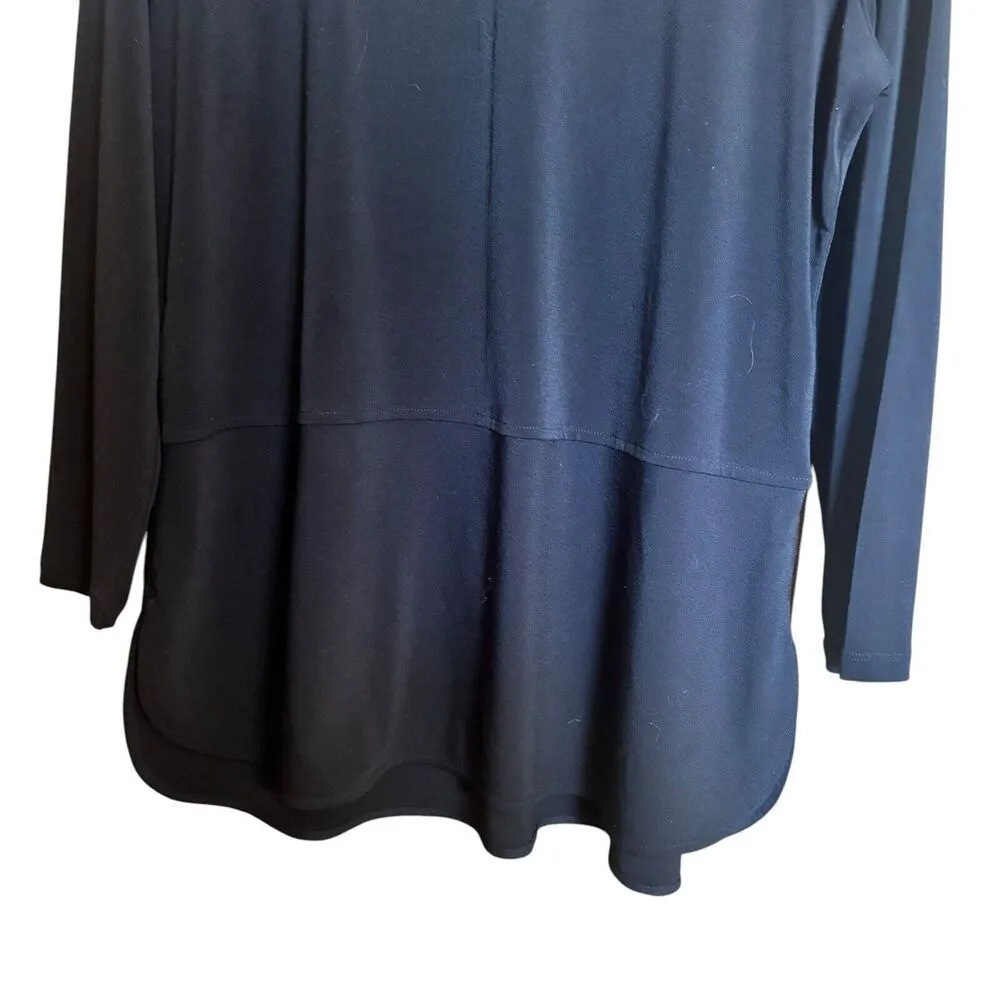 Lauren Ralph Lauren Tunic Top Womens XL Black Keyhole Front Stretch Blouse - Image 4