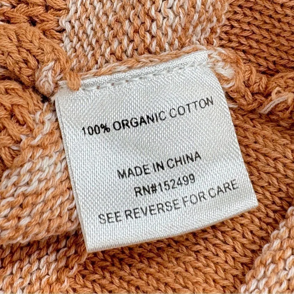 Amour Vert Vivienne Striped Sweater Dress Tan White Large Puff Sleeve Cotton - Image 12