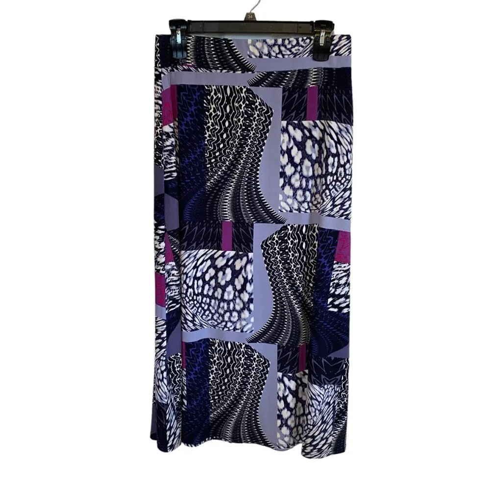 Ellen Tracy women's LG stretchy multi-color long maxi skirt casual dressy - Image 2