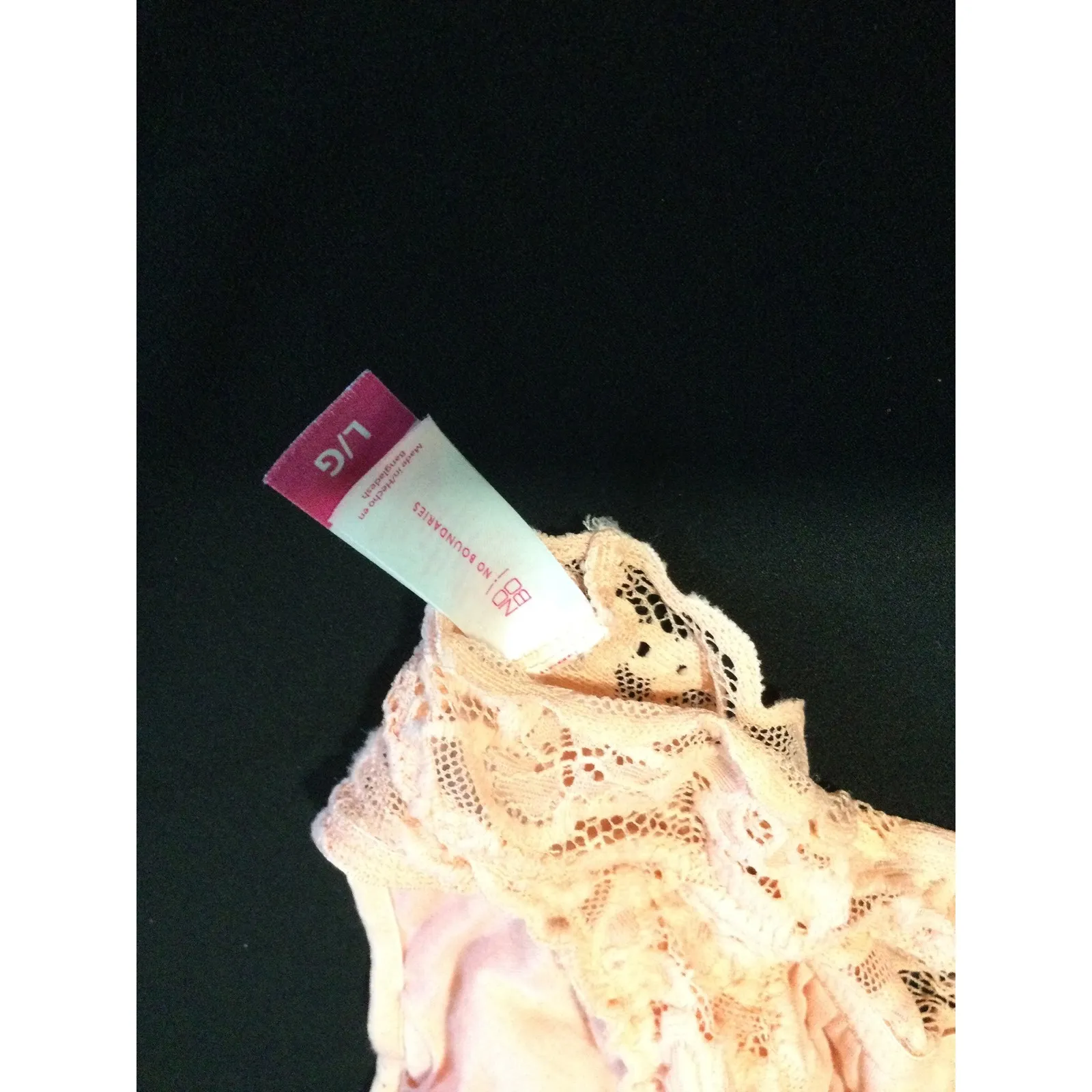 No Boundaries Lingerie Bra Peach‎ Lace Floral Bralette L/G Women's - Image 6