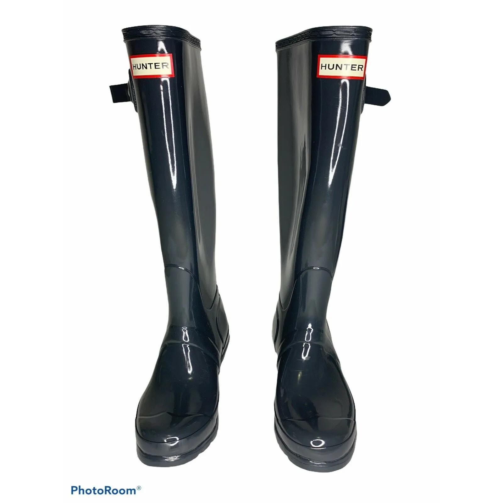 Hunter Original Tall Gloss Rain Boots Navy 5‎ NEW - Image 3