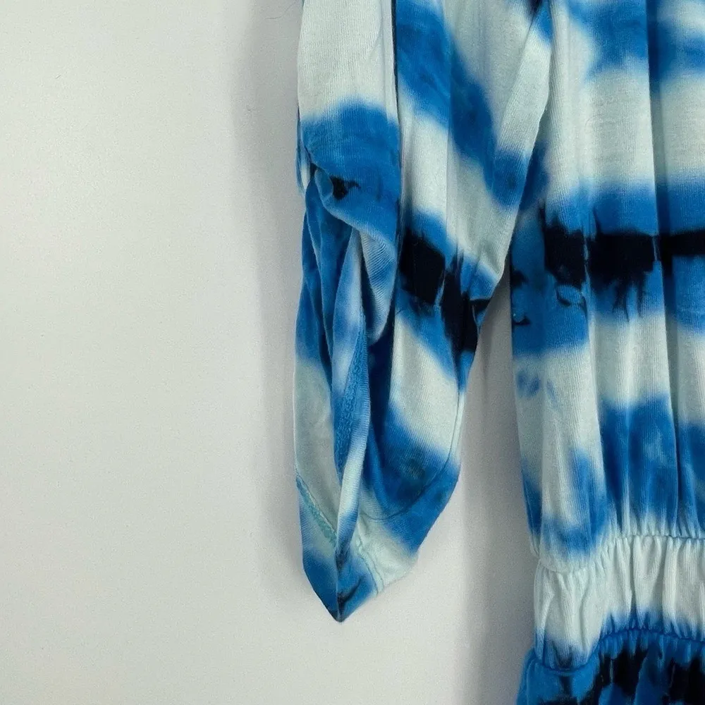 Young Fabulous & Broke Womens Blue White Tie Dye Long Sleeve Malik Romper Size M - Image 10