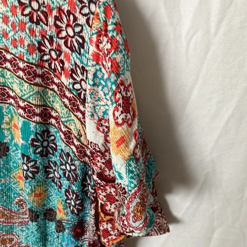 Lascana: Teal & Red Paisley Flowy Print Dress/ Coverup - Image 9