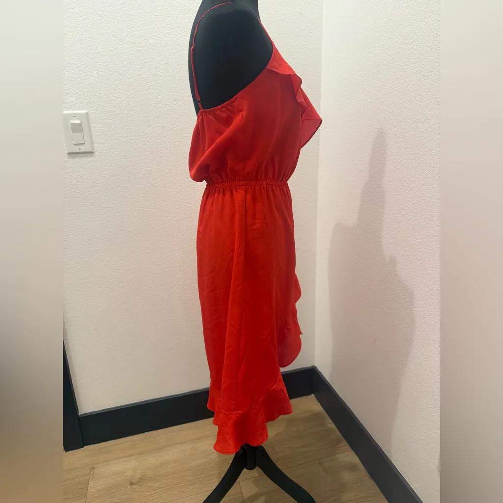 Bebe Small Red Ruffle Wrap Mini Dress - Image 3