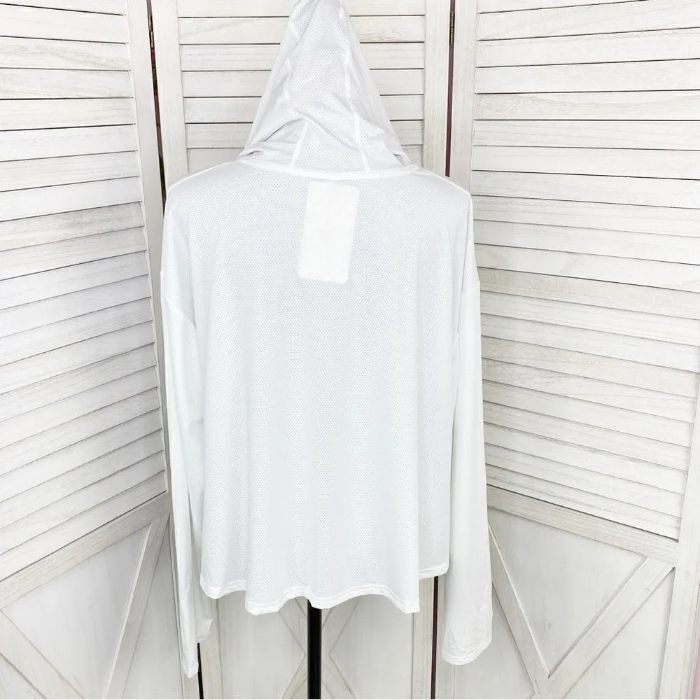 Fabletics Kaia Cropped Hoodie White XL Light Weight Perforated - Image 7