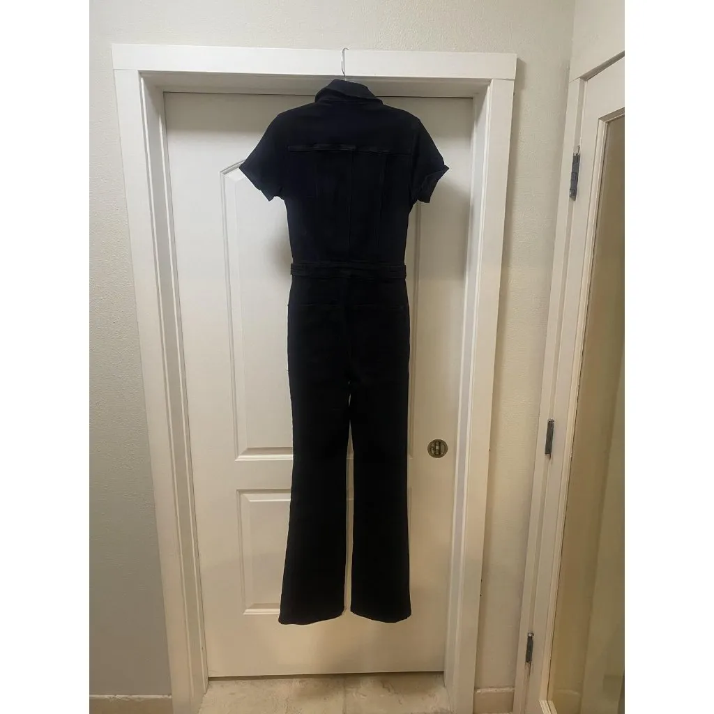 Good American Jumpsuit Womens Small Black Fit For Success Bootcut Short Sleeve - Image 4