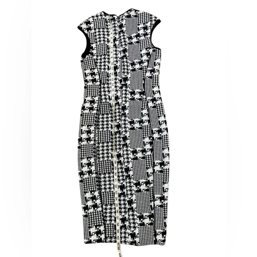 Thick stretch knit houndstooth pencil dress - Image 3