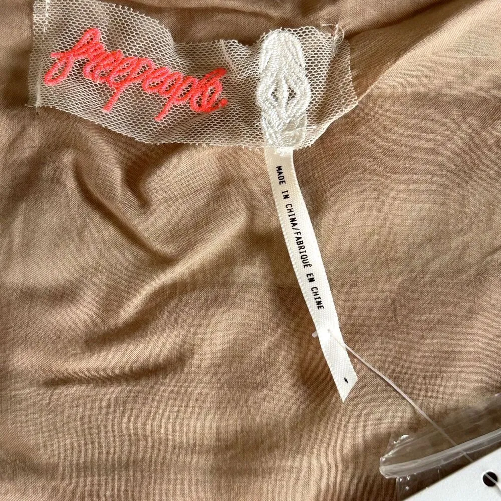 New FREE PEOPLE Dusty Toasted Mink Pink Elle Striped A-Line Mini Dress 4 Small - Image 3