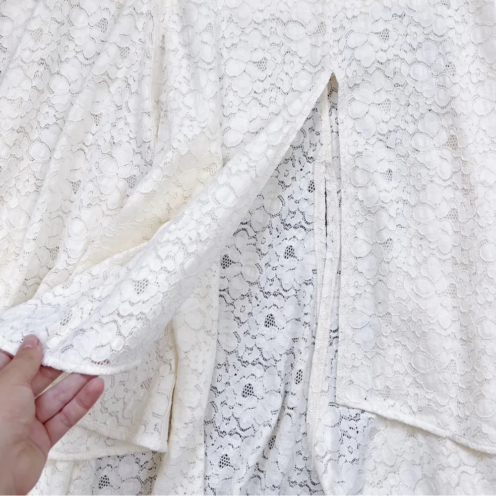 Rebecca Taylor • Lace Maxi Skirt cream New Ivory flowy slit crochet beach summer - Image 10