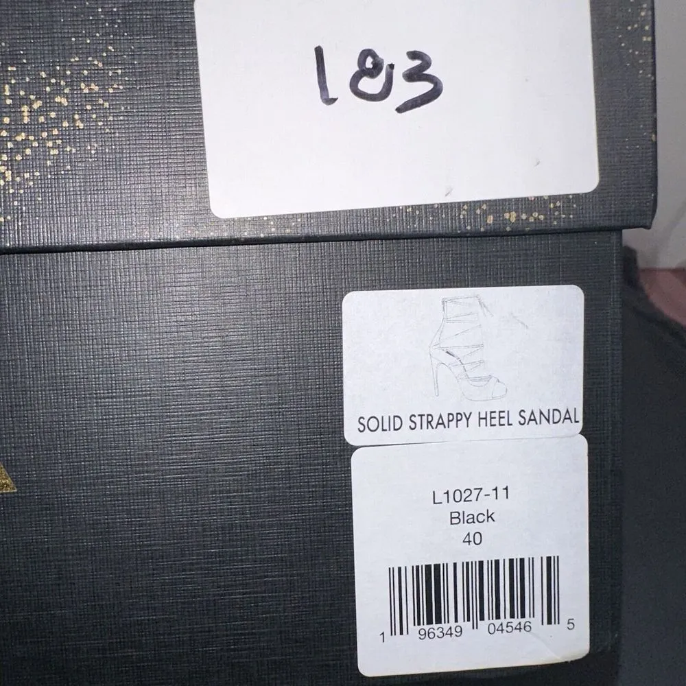 Lita By Ciara‎ Black Solid Strappy Italian Leather Heel Sz US 10 EU 40 MSRP $448 - Image 4