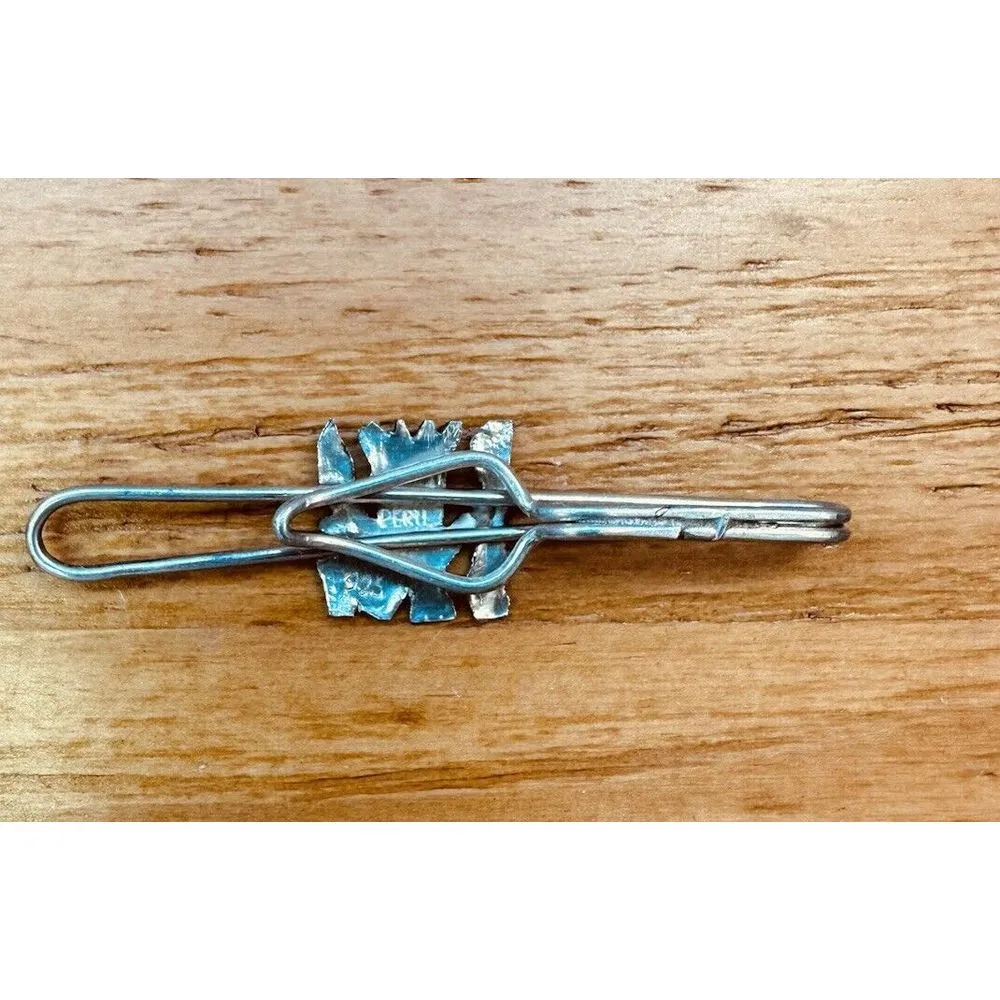 Vintage Peru 925 Sterling Silver Lapel Pin Tie Figural‎ Incan Mayan Symbols - Image 8