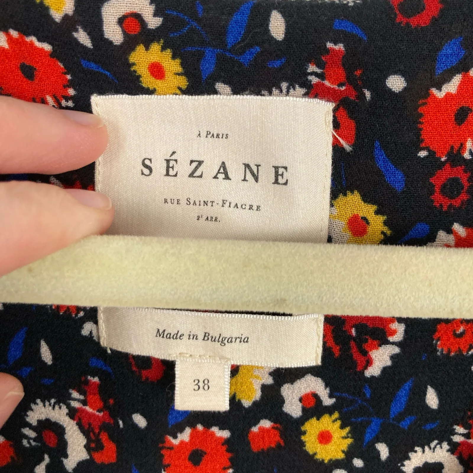 Sezane Womens Carmen Black Floral Shift Mini Dress Size 38 Cottage Boho Romantic - Image 4