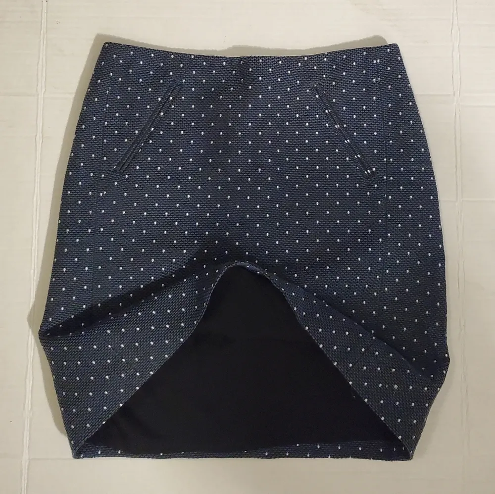 🔥SALE🔥LOFT Blue And White Polka Dot Back Zip Skirt 00 - Image 5