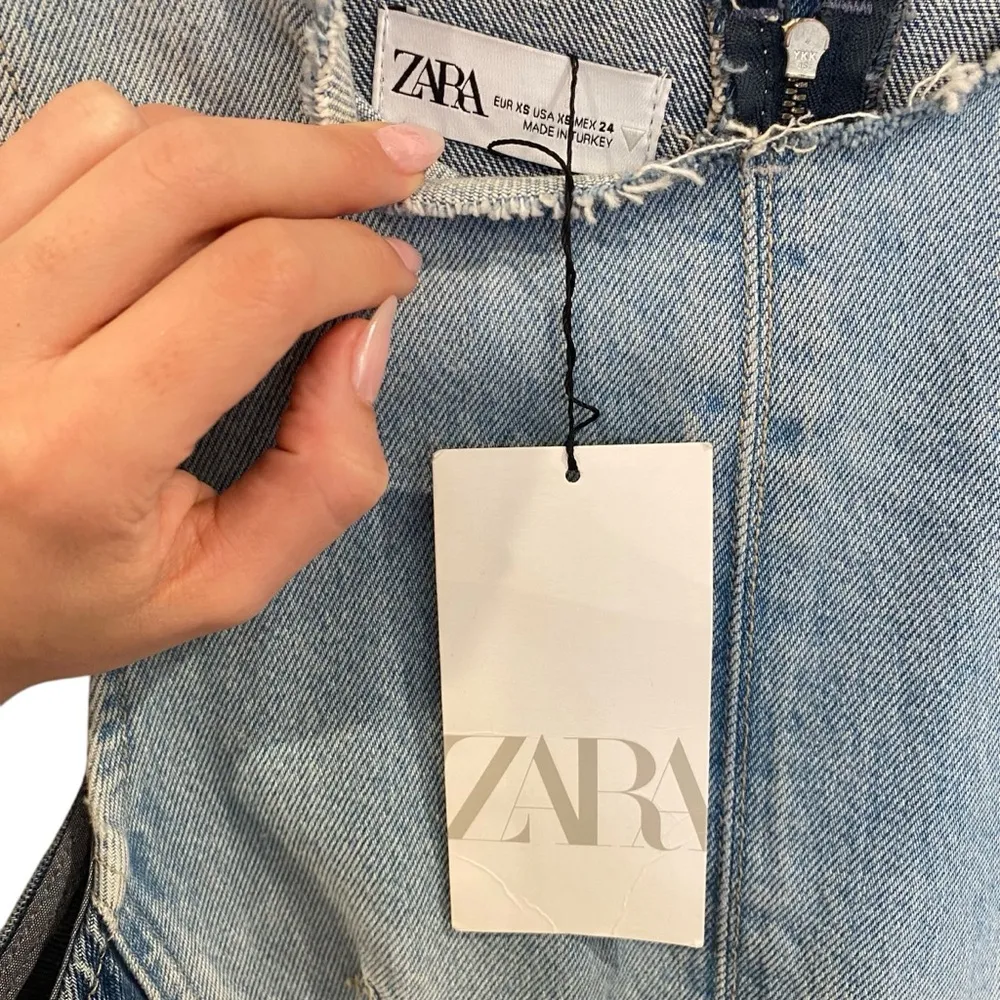 Zara Patchwork Denim Mini Dress Style 6688/006 Size XS - Image 6