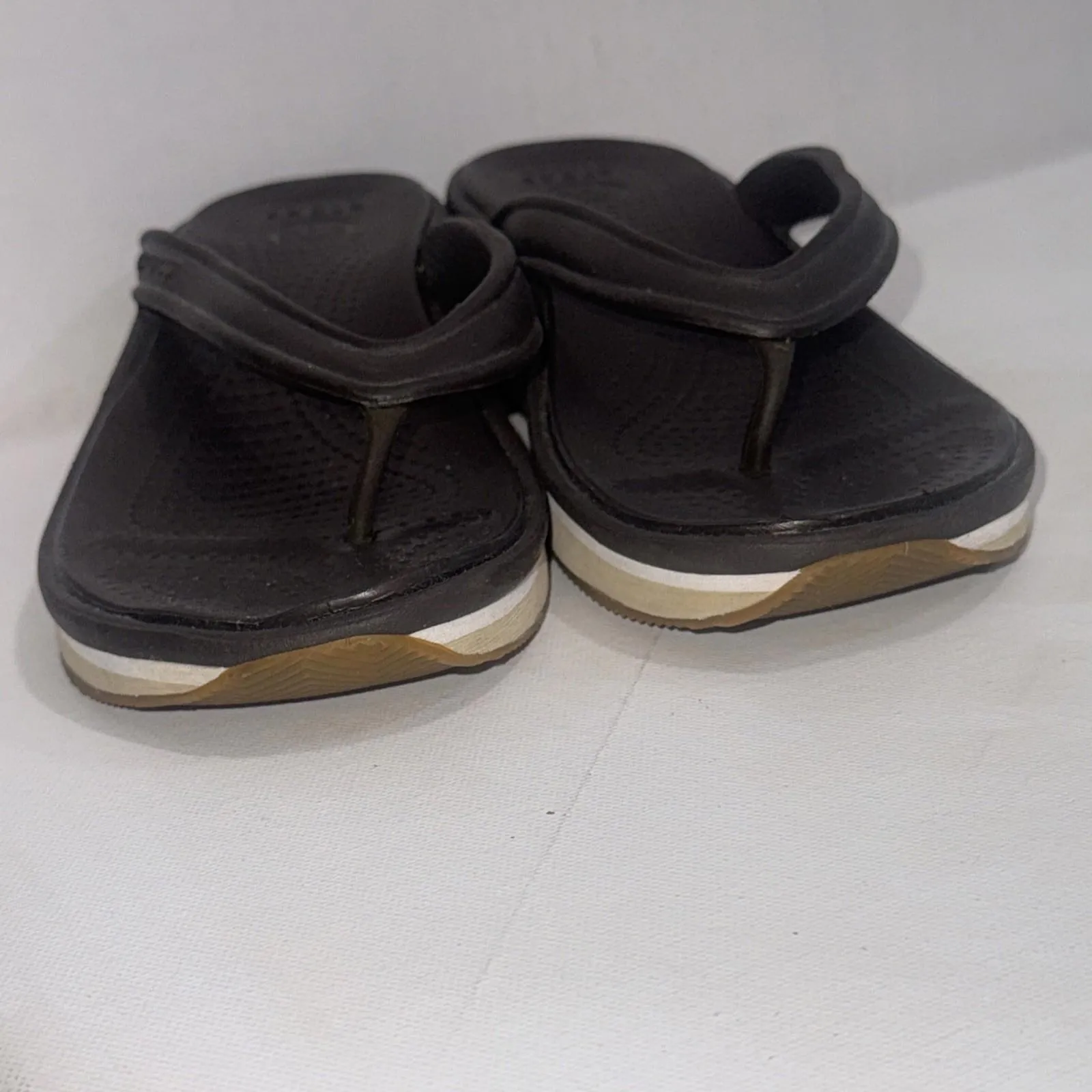 Crocs Brown Tan Classic Platform Retro Gorpcore Waterproof Wedge Flip Flops Sz 6 - Image 4