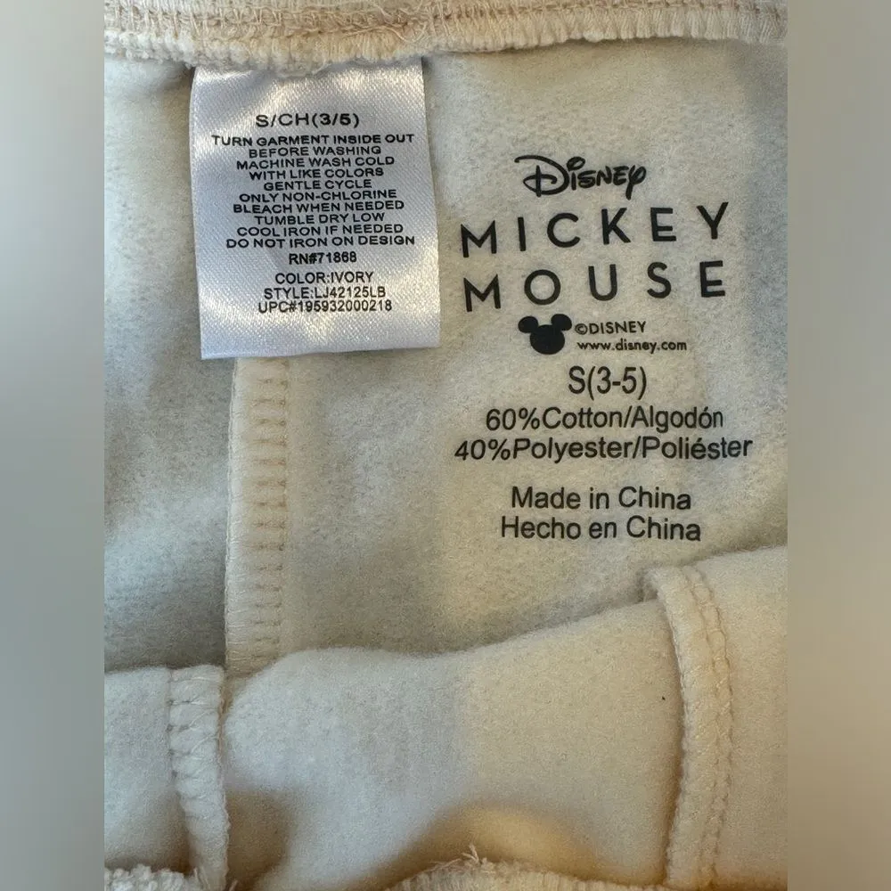 Disney Mickey Mouse Joggers Sweatpants Small Cream “Never Out‎ of Style” - Image 6