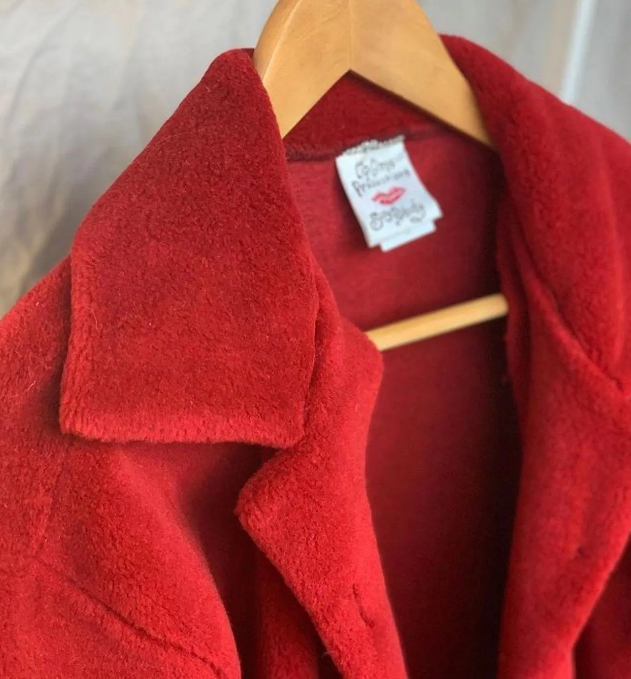 Vintage Red Fuzzy Jacket Size M - Image 2