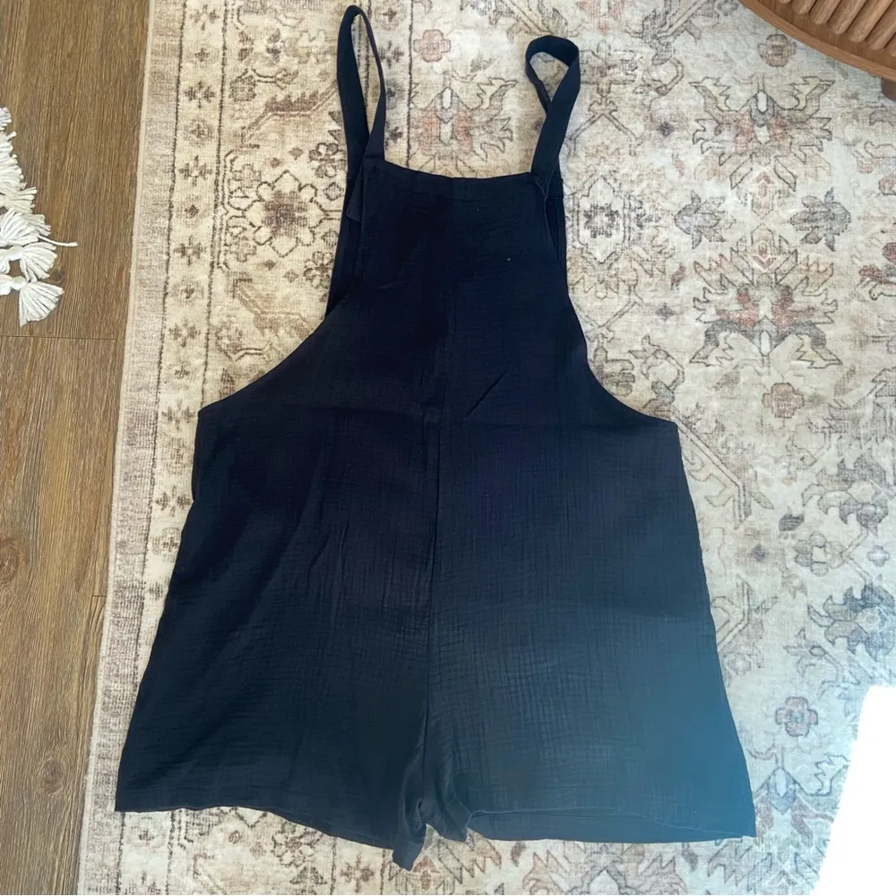 Black Lightweight Adjustable Overall Romper - Image 2