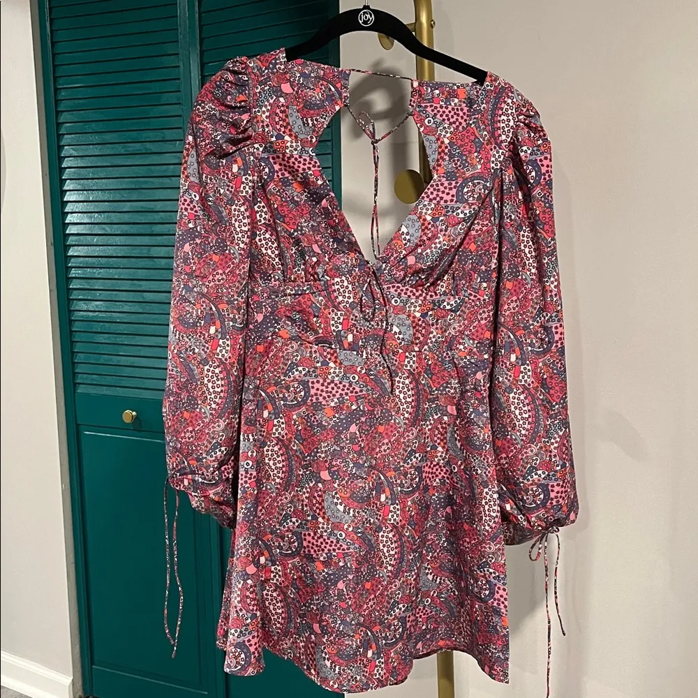 FOR LOVE & LEMONS nwt Tonya mini long sleeve open back dress xs/s fit Pink - Image 6