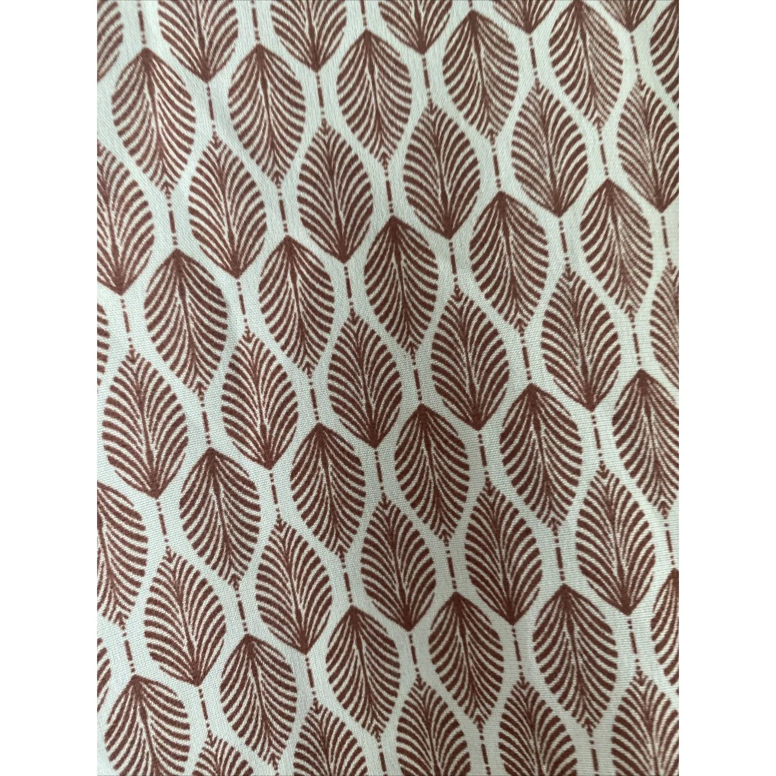 AndTheWhy Deep V Neck Leaf Pattern Maxi Dress‎ Medium Smocked Waist Retro Trad - Image 4