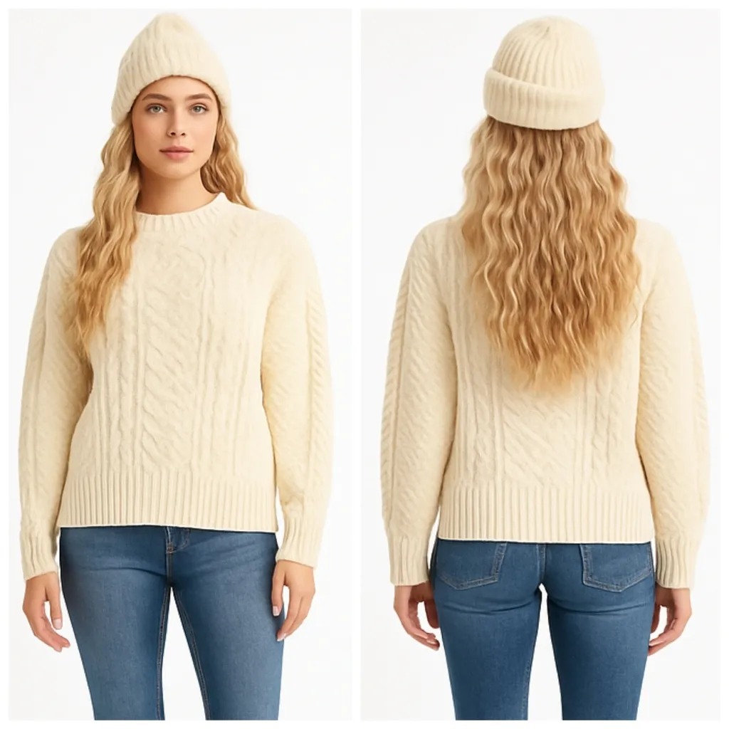 L. L. Bean Vintage Irish Fisherman Pure Wool Sweater EUC Size L F225 Size L - Image 2