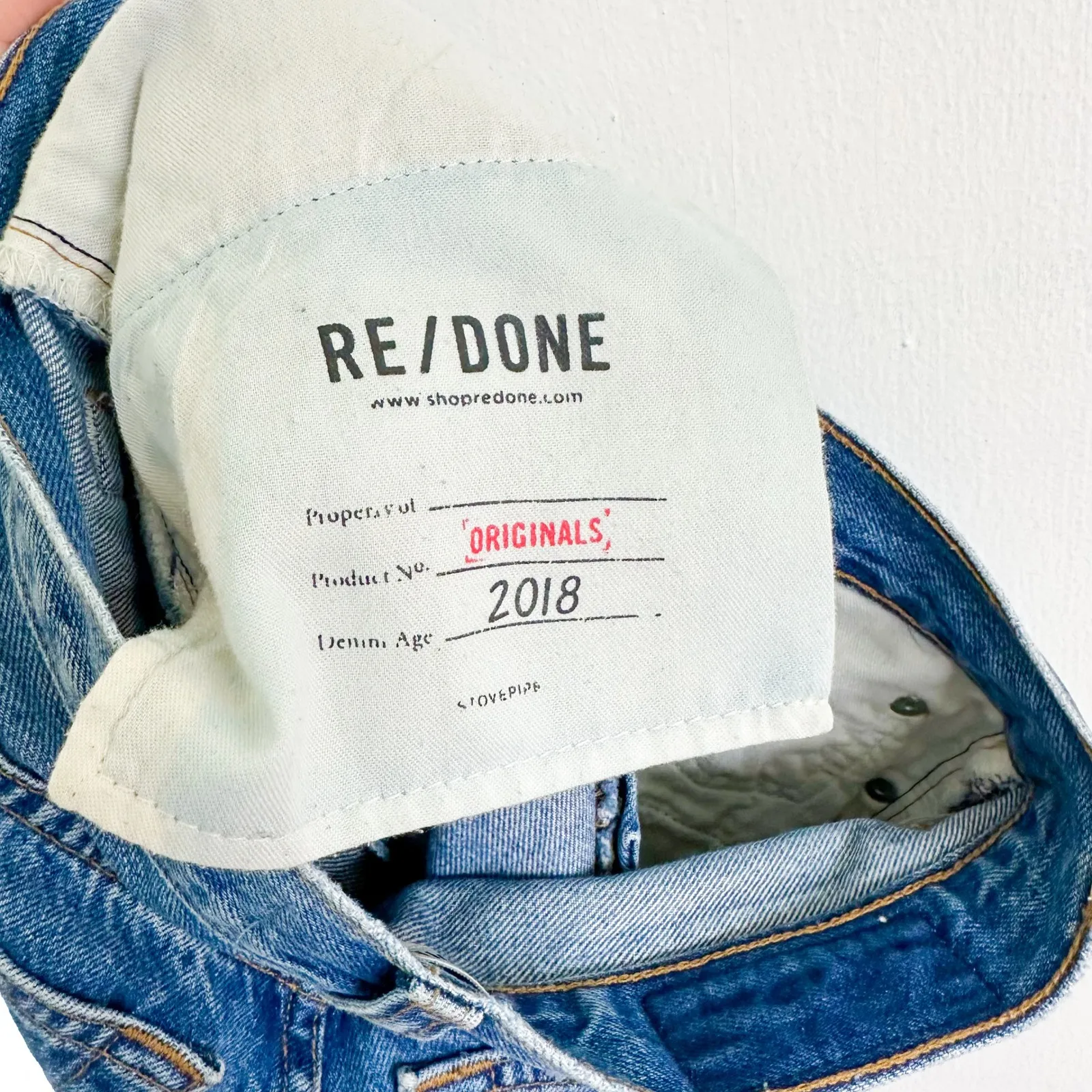 Re/Done | 100% Cotton 70s High Rise Stove Pipe Straight-Leg Denim Blue Jeans 25‎ - Image 9