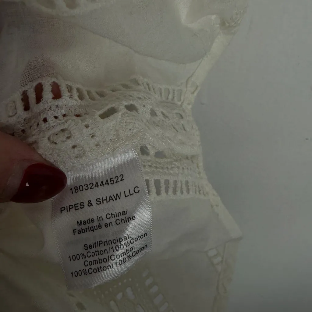Veronica Beard Cruz Eyelet One Shoulder Top Ivory White Size 4 EUC - Image 8