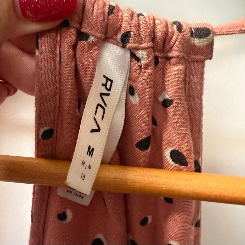 RVCA CeCe Woven Midi Dress Pink‎ Geometric Strappy Casual Summer Lightweight M - Image 5