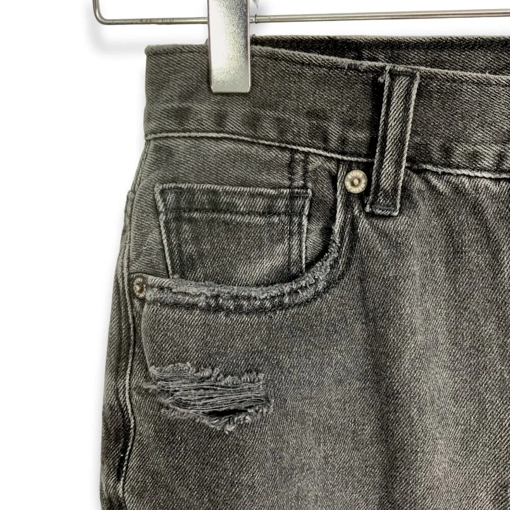 American Eagle | Size 00 XXS | Mom Jeans High Rise Distressed Ripped Faded Black - Image 5