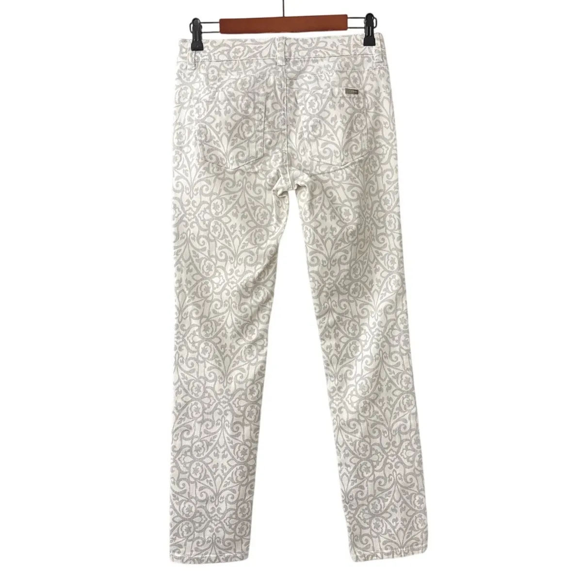 WHBM White House Black Market Jeans Silver Paisley Straight Ankle Pants Size 0R - Image 2