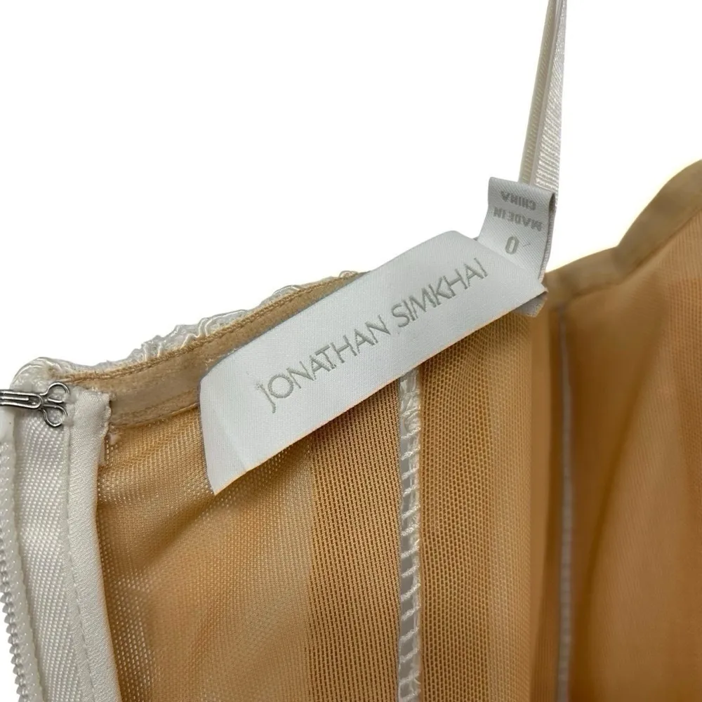 Jonathan Simkhai Ivory Lace Bustier Midi Dress XS Bridal Shower Rehearsal Guest White - Image 8