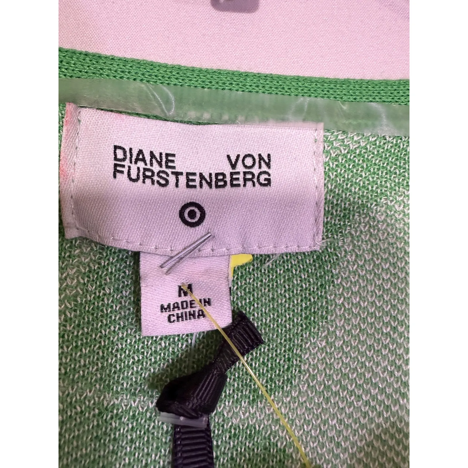 Diane Von Furstenberg NEW Green Ginkgo Leaf Print Wrap Sweater Dress Midi Size M - Image 4