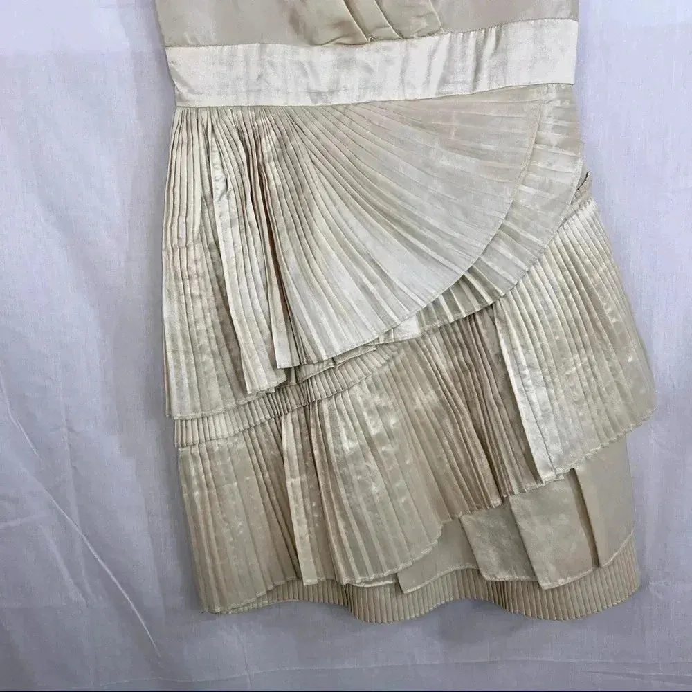 MAX AND CLEO Womens Champange Pleated Cocktail Evening Dress - Image 6