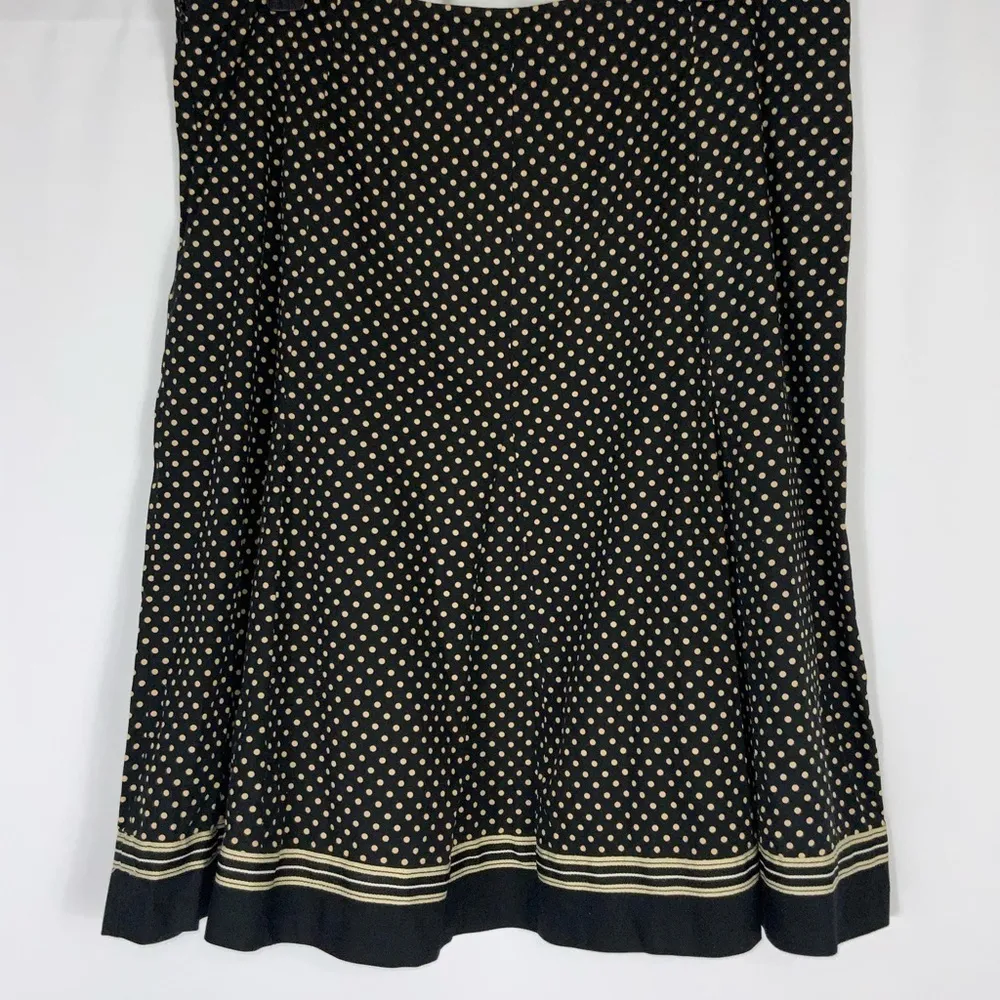 Robbie Bee Black Tan Polka Dots Gathered Full Knee Length Skirt Size 14 - Image 4