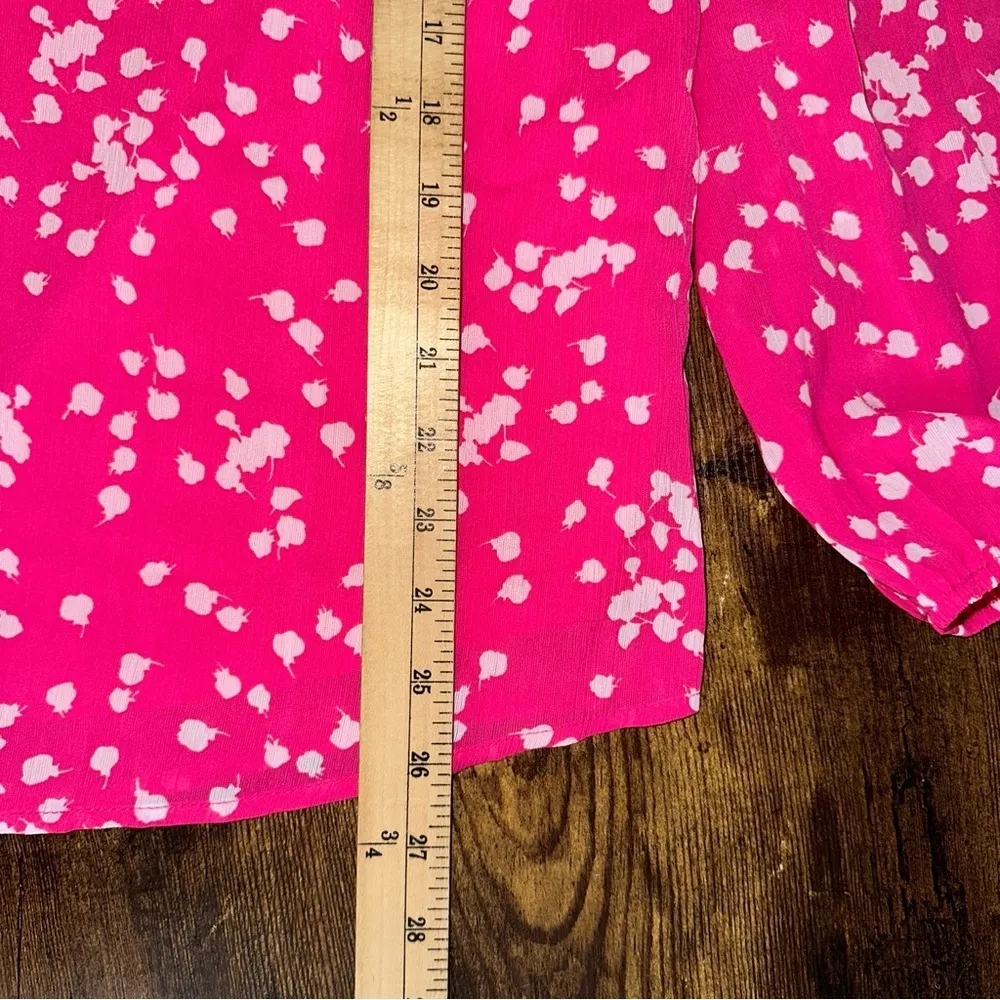 Dokotoo Top Womens XL Pink Alicia Floral Print Smocked Chiffon Blouse Bohemian - Image 6