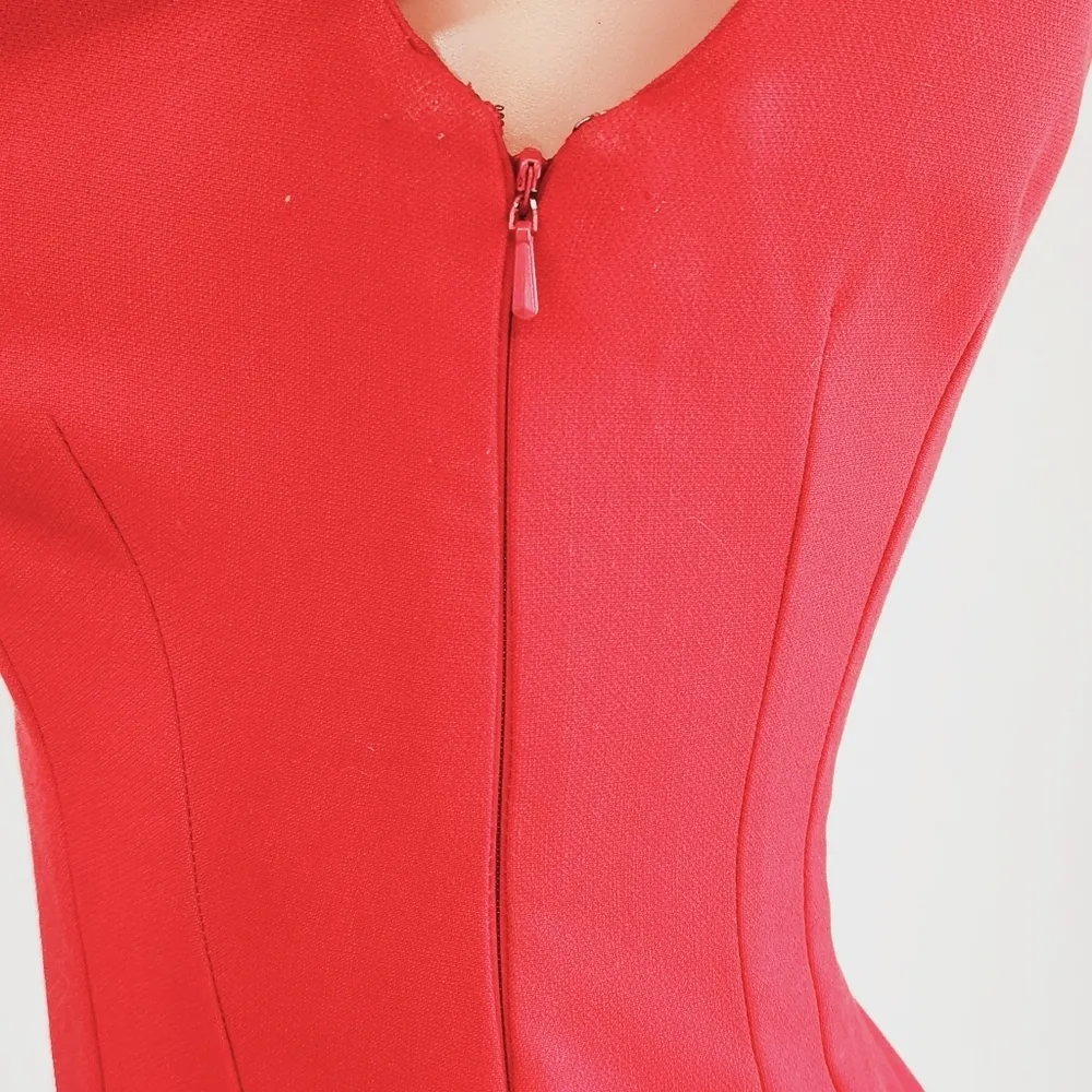 Anthropologie Maeve Red Open Back Boat Neck Red Valentines Sheath Dress Size 4 - Image 12