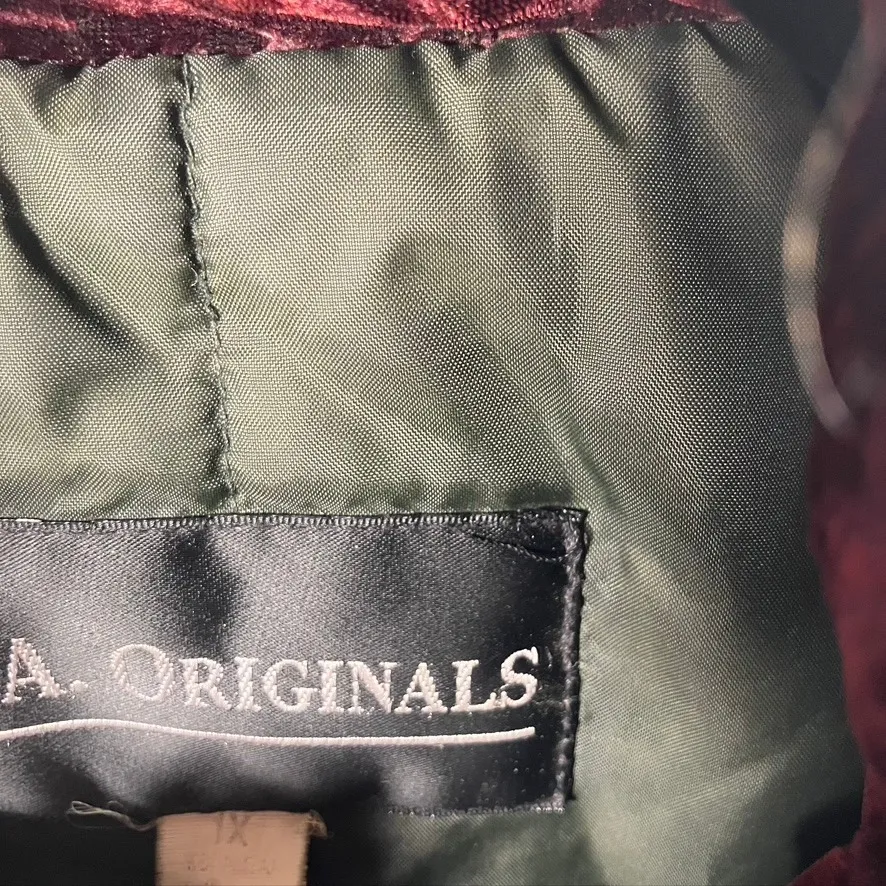P.A. ORIGINALS Womens Green Velvet Trimmed Puffer Jacket Winter‎ Coat Size 1X - Image 3