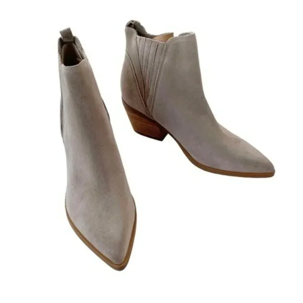 Marc Fisher Suede Leather Teona Light Grey Ankle Cowboy Boot Size 7.5 NWT - Image 8