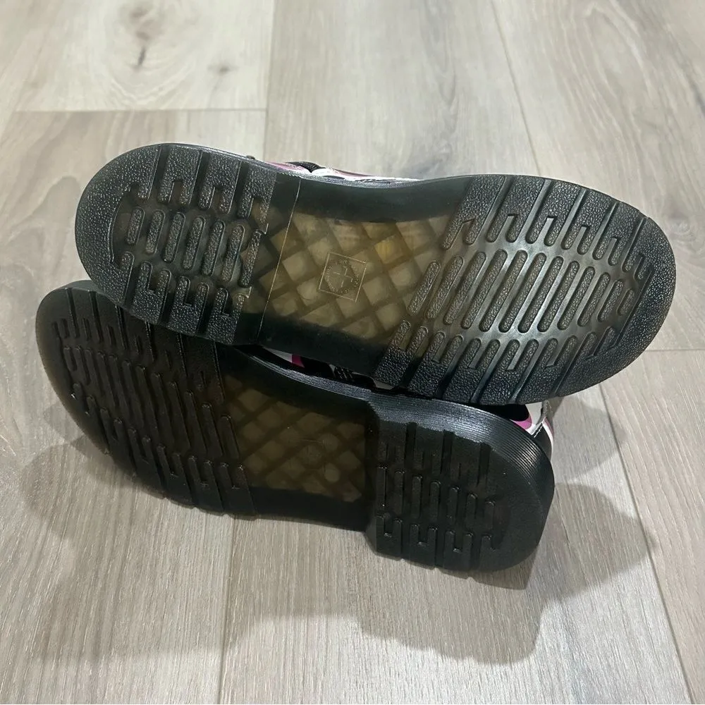 Dr. Martens Pink Cow Print Patent Lamper Leather Boots Women Sz 6 Youth Sz 5 NEW - Image 3