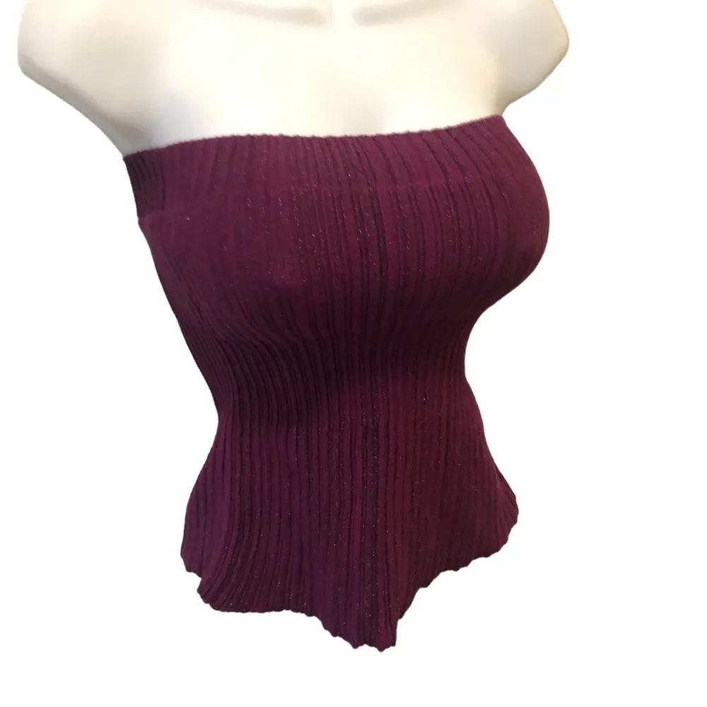 A/X  Knit Ribbed Crop TubeTop Sparkly Purple Size M Summer - Image 2