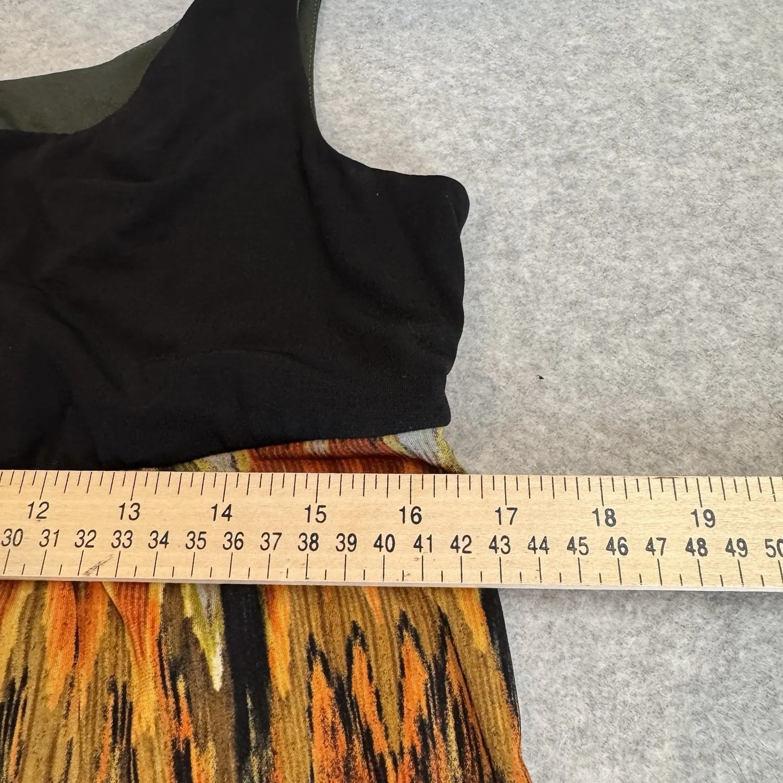 Vintage Y2K Ronni Nicole Babydoll Dress Sz 12 Black Orange Fall Watercolor Print - Image 10