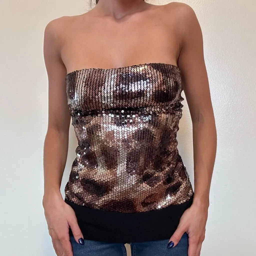 Wet Seal Sequin Strapless Crop Top - Image 2