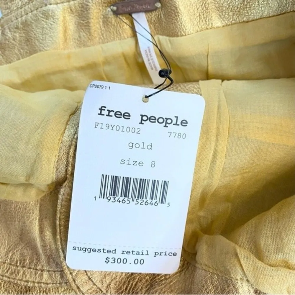 Free People Gold Leather Sleeveless Mini Party Dress Size 8 NWT Fairygoth Glam - Image 7