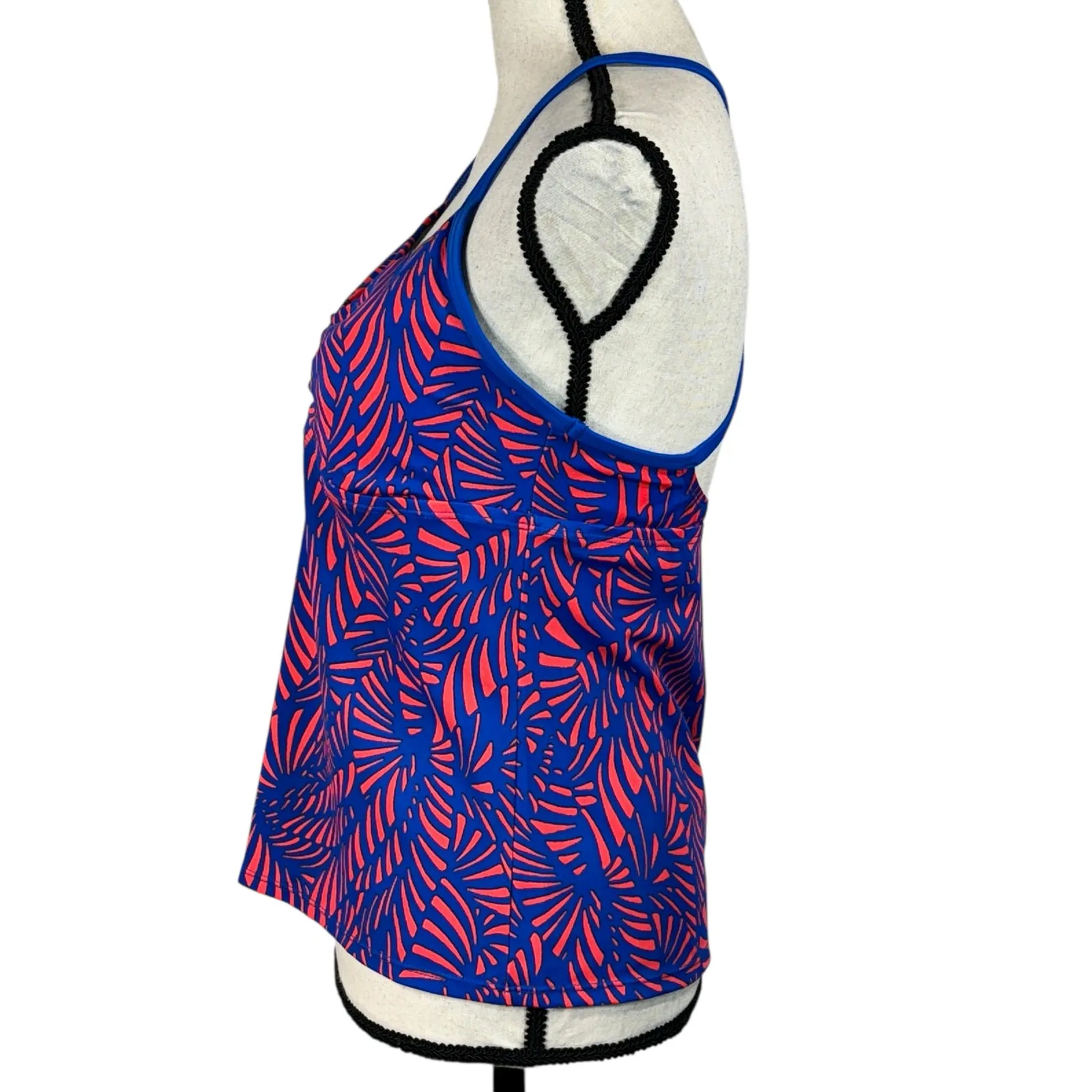 Nike Large Tankini Swim Top Racerback V-Neck Stretch Pullover Padded Cups Multi - Image 5