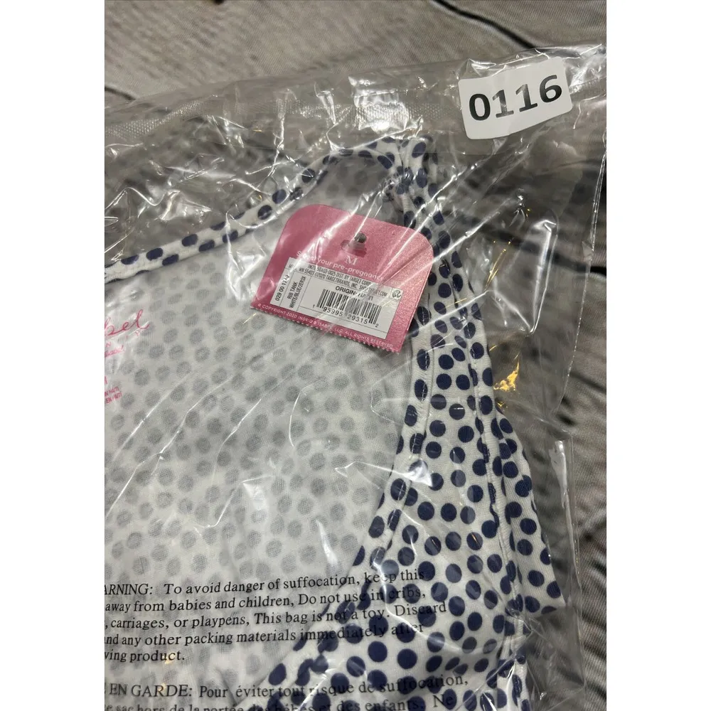 Polka Dot Tank Top Soft Stretch Navy & White Women's M NWT - Image 3
