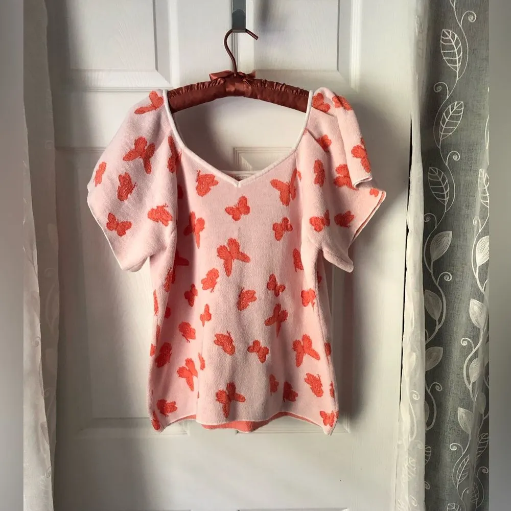 Cato puff short sleeves Women sweater knit top butterfly babydoll size XL - Image 2