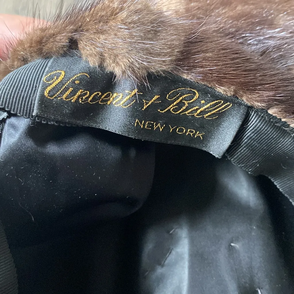 Vintage Brown Fur Beret Womens Sz Small Medium - Image 4