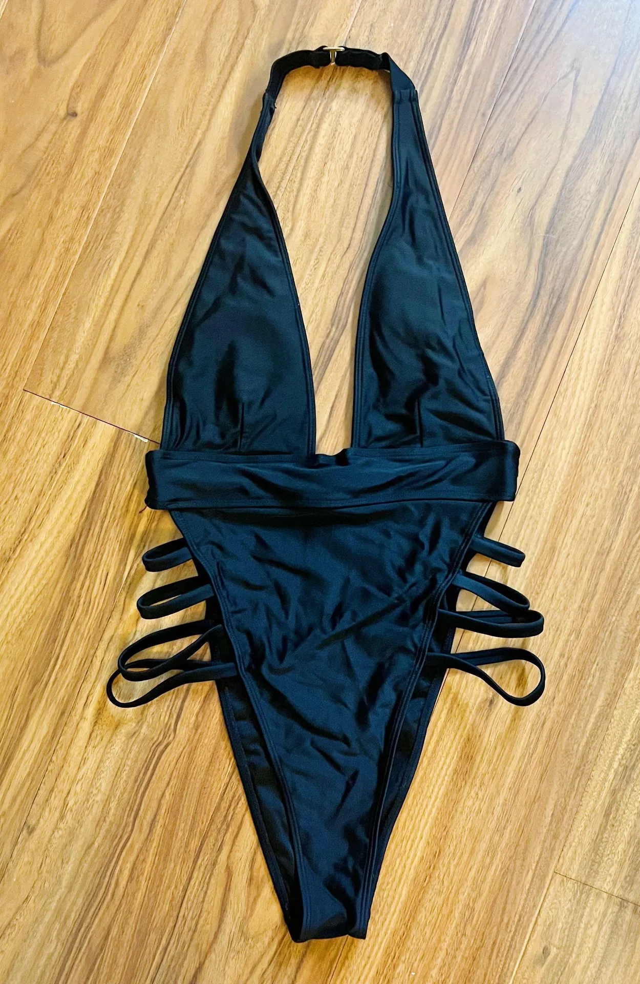Black Cut Out One Piece Swim Suit - Image 2