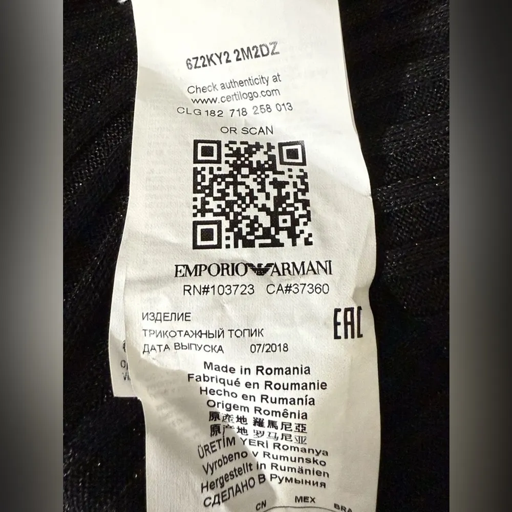 Emporio Armani Women’s Black Top Size 42 US 10 Medium Knit Sleeveless - Image 6